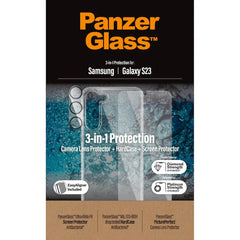 PanzerGlass 3-in-1 Protection Set for Samsung Galaxy S23 with Ultra-Wide Screen Protector, Hard Case & PicturePerfect Camera Lens Protector – Drop, Scratch & Shock Protection