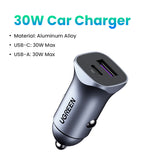UGREEN A+C Dual-Port Car Charger PD30W+SCP22.5W (Space Grey)