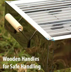 Foldable Portable Barbeque Grill Chrome Plated Stand with for Outings, Camping, Picnics and Vacations