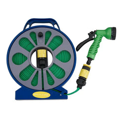 بكرة خرطوم حديقة خارجية مرنة قابلة للتمدد بطول 15 مترًا مع فوهة رش بسبعة أوضاع