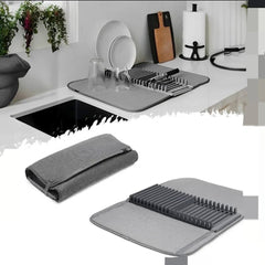 Multifunctional Super Absorbent Kitchen Drain Pad with Dish Drying Rack for Pots, Pans, Dishes, Glassware & Cutlery - 60 x 45 cm