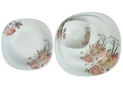 Elegant 24 Piece Tableware Set with Rose Pattern