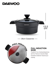 Daewoo Granite Casserole with Lid - 28 cm - Black