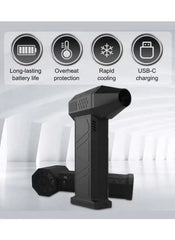 2-in-1 Mini Portable Handheld Turbo Blower & Vacuum with Brushless Motor, Overclocking Speed 130,000 RPM with 3 Speed Modes, Multi-Nozzle Dust Cleaning & Cooling Fan – 5000mAh Battery