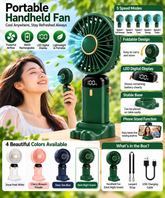 4-in-1 Portable Rechargeable Fan with 18650 Lithium Battery, 5 Air Speeds, Real-Time LED Battery Display, 90° Foldable Design, Aromatherapy Function & USB-C Charging