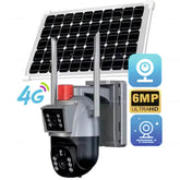 كاميرا مراقبة لاسلكية خارجية بالطاقة الشمسية 4G بعدسة مزدوجة 6 ميجابكسل (3MP+3MP) مع مستشعر حركة PIR، تتبع بشري، رؤية ليلية PTZ عالية الدقة، مقاومة للماء IP66 وصوت ثنائي الاتجاه - صندوق مفتوح / منتج جديد