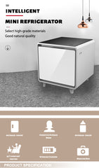Mini Smart Refrigerator Coffee Table with Built-in 30L Refrigerator Drawer, USB & Wireless Charging Station, and LED Display Control - Open Box / New Product