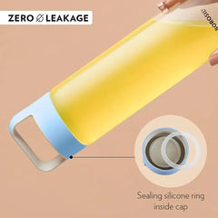 Borosil Neo 550ml Borosilicate Glass Water Bottle with Leakproof Airtight Lid, Fridge Safe Wide Mouth Clear Bottle