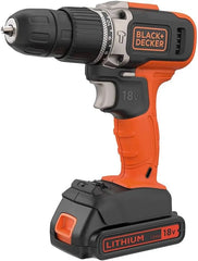 Black+Decker 18V Lithium-Ion Cordless Hammer Drill Kit with 2 Batteries and Carry Kitbox BCD003C2K-GB