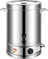Stainless Steel Electric Insulated Food and Liquid Warmer & Storage Barrel with Dispenser Tap - 28 Litres Capacity - 40 x 32 x 32 cm