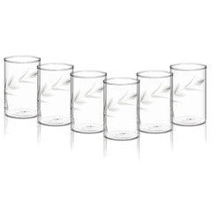 Borosil Creeper Vision Glass Set of 6 - 350 ml | Borosilicate Glasses with Leaf Etching, Microwave and Freezer Safe