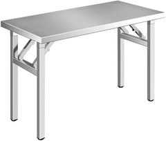 Heavy Duty Folding Stainless Steel Multi-Purpose Table with 150 KG Load Capacity, 4 CM Thickened Tabletop, Double-Spring Folding Support & Anti-Slip Feet