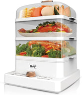 RAF 1200W 3-Tier Electric Food Steamer with 12L Capacity & Rapid Steam Release
