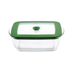 Borosil Square Borosilicate Glass Baking and Storage Dish with Green Airtight Lid, Microwave Oven Freezer Dishwasher Safe Food Container