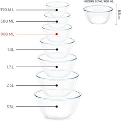 Borosil Glass Mixing and Serving Bowl with Lid, Microwave Safe Food Storage and Reheating Bowl