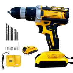 Cordless Impact Drill Driver Kit with 25+3 Torque Settings, 2-Speed Control, 10mm Keyless Chuck, Forward & Reverse, LED Work Light & Complete Accessories