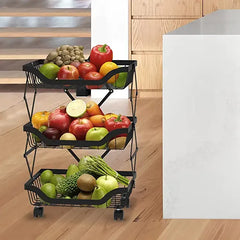 3 Layer Adjustable Foldable Movable Storage Rack for Kitchen Use