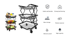 3 Layer Adjustable Foldable Movable Storage Rack for Kitchen Use