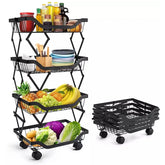4 Layer Adjustable Foldable Movable Storage Rack for Kitchen Use