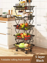 5 Layer Adjustable Foldable Movable Storage Rack for Kitchen Use