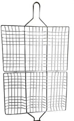 حامل شبكة من الفولاذ المقاوم للصدأ لشواية الشواء بمقبض خشبي - 40 × 30 سم