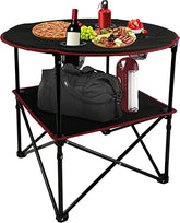 Portable Foldable Lightweight Outdoor Camping Table with 4 Cup Holders & Carry Bag for Picnic and Ga