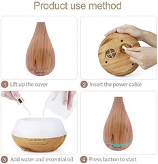 Stylish Decorative 400 ml Aroma Humidifier & Mist Diffuser with 7 LED Night Lights - 55cm Height