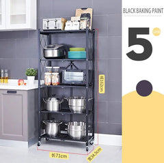 Multi Layer Foldable Metal Storage Rack Organizer with Wheels