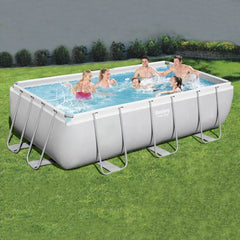 Bestway Power Steel Rectangular Pool Set - Durable PVC and Polyester, Easy Setup, Superior Strength