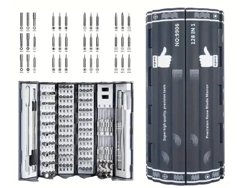 128-in-1 Professional Cylindrical Precision Multi-Tool Magnetic Screwdriver Set for DIY, Electronics