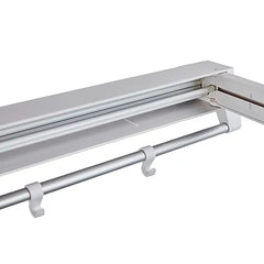 Foldable Wall Mounted Clothes Drying Rack with Hooks - 80cm