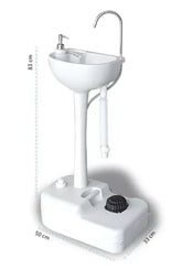 Portable Pedestal Basin for Handwash with Faucet, Soap Dispenser, Holder & Rolling Wheels - 17 Litre