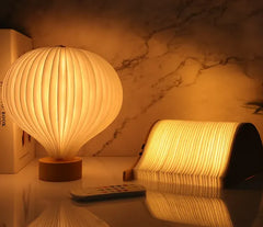 Decorative Hot Air Balloon Wood Lamp - Portable Color-Changing Lantern