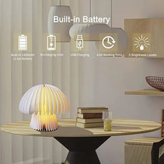 Mushroom Folding Wooden Book Lamp with Remote - Multicolor LED Night Light