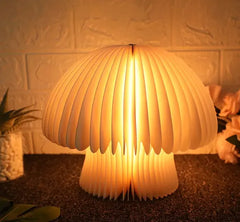 Mushroom Folding Wooden Book Lamp with Remote - Multicolor LED Night Light
