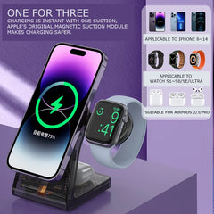 3-in-1 15W Magnetic Wireless Mobile & Watch & Earpods Charging Station Dock