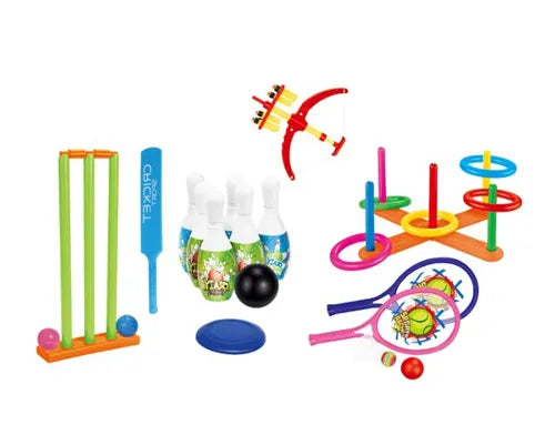 Ultimate 6-in-1 Sports Games Kit for Kids - Tennis, Archery, Frisbee, Cricket, Bowling And Ring Toss