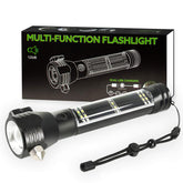 Multifunctional Tactical Solar Flashlight for Emergency with Water Resistant Design, Alloy Hammerhea