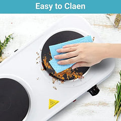 Electric Double Hot Plate Cooking Stove - Cast Iron Hot Plates with Thermostats, Stainless Steel Ho