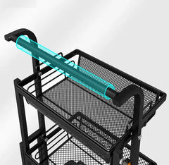 3 Tier Adjustable & Foldable Kitchen Storage Metal Rack Organizer Trolley with Wheels