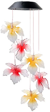 Solar Maple Leaf Wind Chime Light with Auto Color-Changing LED, Weatherproof Hanging Garden Décor, Outdoor Balcony & Patio Ornament with 8-Hour Illumination & Smart Light Sensor
