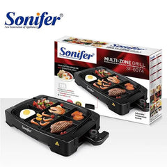 Sonifer Electric Multi Portion Grill with Adjustable Temperature, Non-Stick Coating & Detachable Thermostat - 1500W