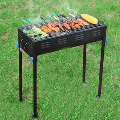 Portable Foldable Charcoal Barbecue Grill with Stainless Steel Body and Large Grilling Area