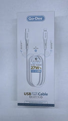 Go-Des GD-UC717-2 1M USB-C to Lightning 27W PD Fast-Charging and 480Mbps Data Cable with Pure Copper Core, Reinforced Connectors and Anti-Bending Design