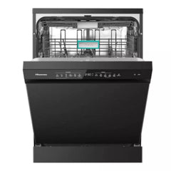 Hisense Free Standing Dishwasher, 8 Programs, 16 Place Setting, 3 Sprayers, HS673C90BME - Black