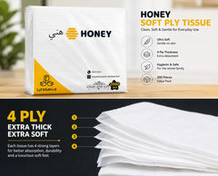 HONEY Hanging Tissue Pack 500 Pull-Out Tissues | Premium 4 Ply Ultra Soft Facial & Multipurpose Tissue Paper | Bottom Dispensing Hanging Design | Highly Absorbent | Total 2000 Ply/PCS
