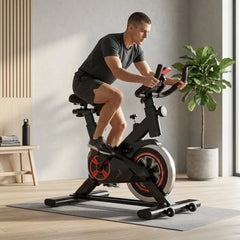 Premium Indoor Spinning Exercise Bike with 4Kg Flywheel, Magnetic Resistance System, LCD Multi-Function Display, Water Bottle Holder, Adjustable Seat & Handlebar, Non-Slip Pedals, 120Kg Capacity