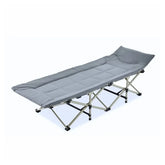 Premium Foldable Camping Cot Bed with 220 Kg Load Capacity, Adjustable Reclining Backrest, Thick Sponge Mattress, Built-in Pillow, Heavy Duty Steel Frame, Oxford Fabric, Portable Sleeping Bed for Camping, Office, Home & Outdoor Use 188 × 67 × 36 CM