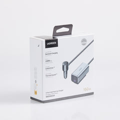 شاحن سيارة سريع UGREEN 150W بـ 4 منافذ GaN (رمادي فلكي)