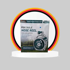 50ft/15M Rocky Mountain Portable Hose Reel with 8-Pattern Spray Gun & Easy Retract Latch System for Garden Watering & Outdoor Cleaning - Open Box / New Product